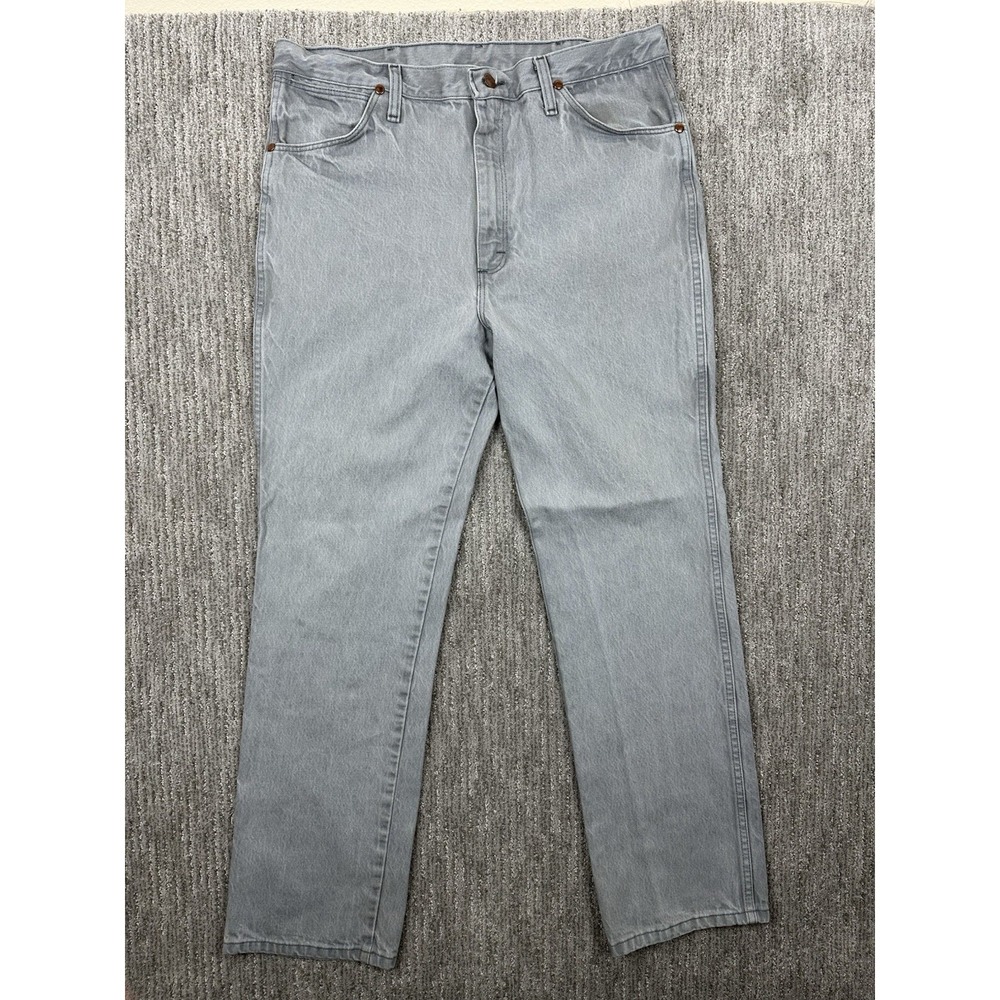 Wrangler Cowboy Cut Slim Fit Jeans Mens 36x32 Gray Denim 0936GRY Straight Leg